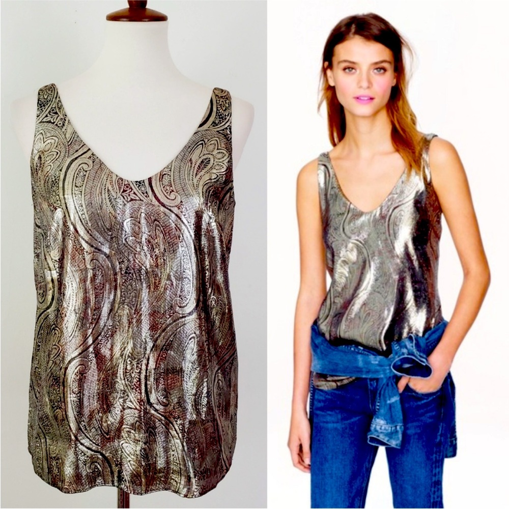 J. Crew Cate Gilded Paisley Gold Lame Cami